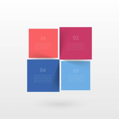 4 adım, seçenek, parça ya da süreç içeren bilgi şablonu.