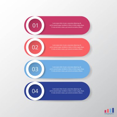 4 adım, seçenek, parça ya da süreç içeren bilgi şablonu.