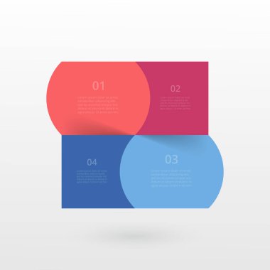 4 adım, seçenek, parça ya da süreç içeren bilgi şablonu.