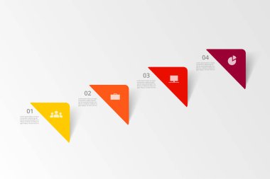 Zaman çizelgesi, iş sunumu veya 4 seçenekli bilgi grafiği.