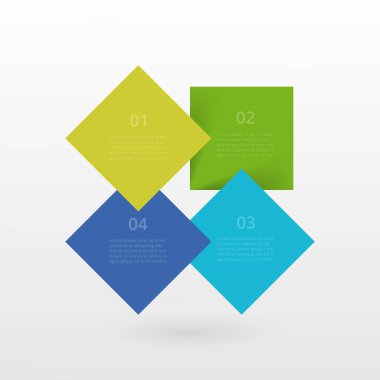 4 adım, seçenek, parça ya da süreç içeren bilgi şablonu.