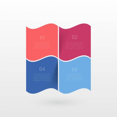 4 adım, seçenek, parça ya da süreç içeren bilgi şablonu.