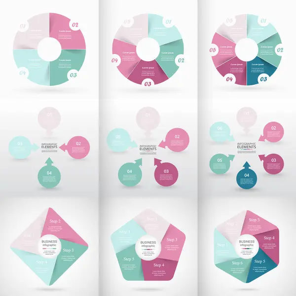 Σύνολο Από Τύπους Infographic Templates Ροζ Και Μπλε Χρώματα Και Διάνυσμα Αρχείου