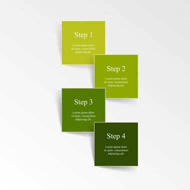 Adım adım yeşil bilgi şablonu ile 4 adım, seçenekler, parçalar veya süreçler.