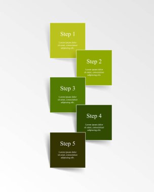 Adım adım yeşil iş sunumu veya 5 seçenek veya parçalı bilgi grafiği.