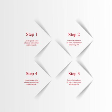 Adım adım iş sunumu veya 4 seçenek veya parçalı bilgi grafiği.