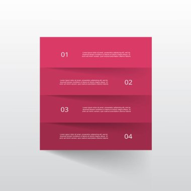 Adım adım 4 seçenek, parça ya da süreç içeren bilgi şablonu. Takım çalışması veya iş süreçlerinin sunumu.