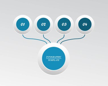 4 adım, seçenek, parça ya da süreç içeren yaratıcı bilgi şablonu.