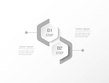 2 adım, seçenek, parça ya da süreç içeren yaratıcı bilgi şablonu.