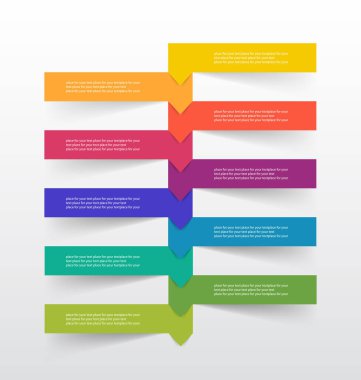 Adım adım 10 seçenek, parça ya da süreç içeren bilgi şablonu. Ok konsepti.