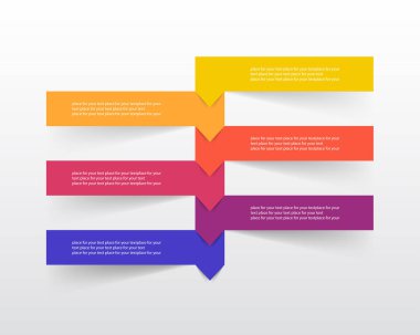 6 adım, seçenek, parça veya süreçle adım adım bilgi şablonu.