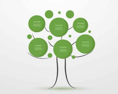 Adım adım bilgi şablonu ile 6 adım, seçenekler, parçalar veya süreçler. Yaratıcı ağaç kavramı.