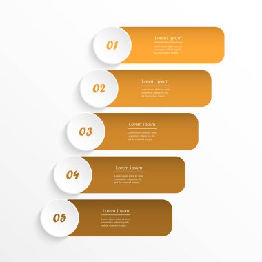 Adım adım yaratıcı bilgi şablonu ile 5 seçenek, parça ya da süreç. İş süreçlerinin sunumları için kullanılabilir.