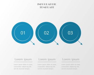 3 adım, seçenek, parça ya da süreç içeren mavi bilgi şablonu. Takım çalışması veya iş süreçlerinin sunumu.