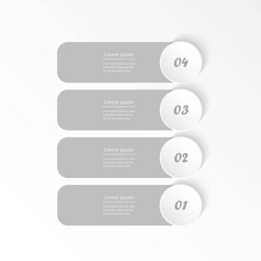 4 seçenek, parça veya süreçle adım adım dikey bilgi şablonu.