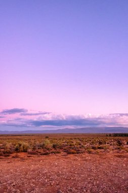 Nefes kesici bir günbatımı, Güney Afrika 'daki Tankwa Karoo' nun engin ve kurak ovalarında altın ve turuncu renkler sergiliyor.