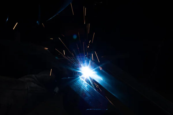 Kaynakçı Mig Veya Tig Kaynakçı Zanaatkar Teknik Çelik Sanayi Kaynak — Stok fotoğraf