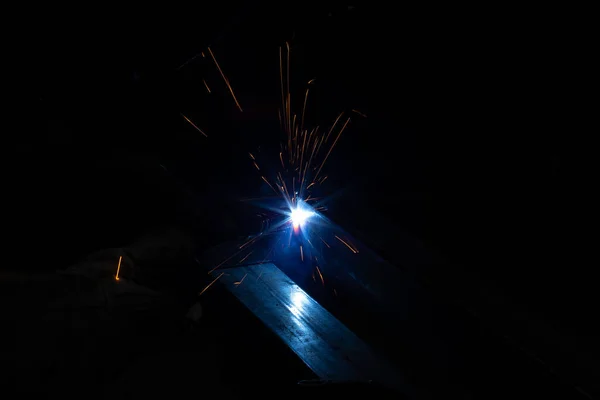Welder Mig Tig Welding Craftsman Erecting Technical Steel Industrial Pretty — Stock Photo, Image