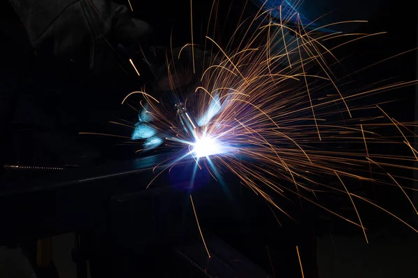 Kaynakçı Mig Veya Tig Kaynakçı Zanaatkar Teknik Çelik Sanayi Kaynak — Stok fotoğraf