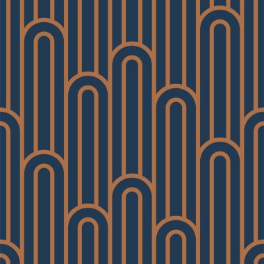 Abstract Art Deco archs seamless monochrome pattern background. Simple geometry design texture.