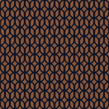 Soyut geometrik sanat deco dekolteli arka plan oval şekilli doku. Mavi ve altın dikişsiz ızgaralar. Basit geometri minimalist desen.