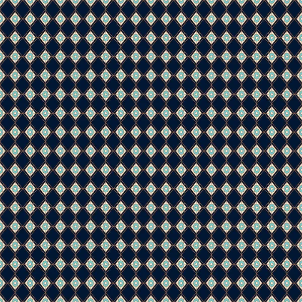 Abstract Geometric Pattern Background Rhombus Shapes Texture Blue Gold Seamless — Stok Vektör
