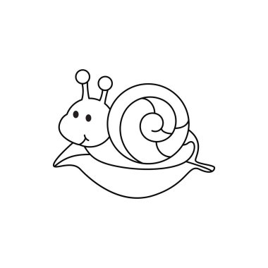 Yapraktaki sevimli salyangoz. Çocuklar sayfa vektör illüstrasyonunu boyuyor..