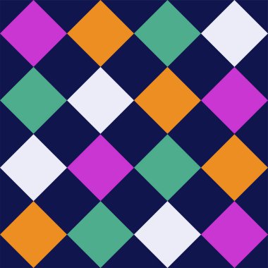 Kusursuz palyaço desenli kare arkaplan sarı, yeşil ve mavi