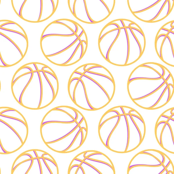 Basketball Ball Icon Seamless Pattern White Background Sport Game Ball — Stock Vector