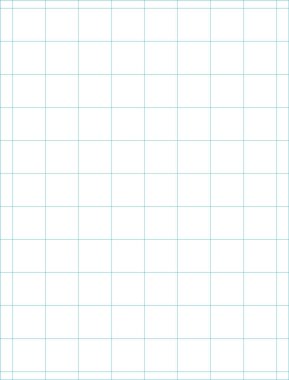 Grafik Kağıt 1 inç kareler basılabilir şablon A4 dizüstü bilgisayar biçimi. Kolej, dergiler, günlük veya matematik mühendisliği ızgarası için mavi ızgara yazdırılabilir
