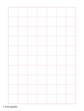 Graph Paper 1 inch squares printable template A4 notebook format. Graph pink grid for college, journals, diary or math engineering grid line printable clipart