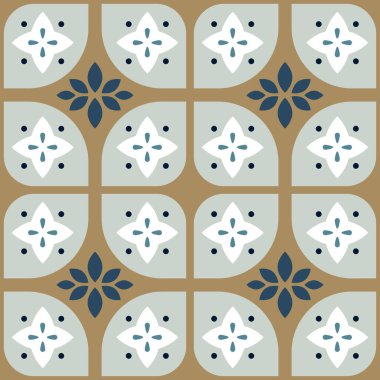 Geometrik dikişsiz kalıp, soyut doğu tarzı vektör. Geometri fayansları tasarımı. Fas, İspanya ve Portekiz zemin azulejos seramik tasarımı