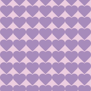 Cesur kalplerin ızgarası pürüzsüz desen. Şirin net kalp yinelenen vektör çizimi. Bahar mor Mardi Gras renkleri. Kumaş, kağıt, ambalaj, kırtasiye için Geometri Yazdırma