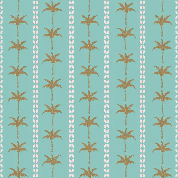 Egzotik yaz baskısı. Palmiye ağaçları ve dikey sınır çizgileri olan pürüzsüz çizgili bir desen. Orman duvar kağıtları yeşil arkaplan