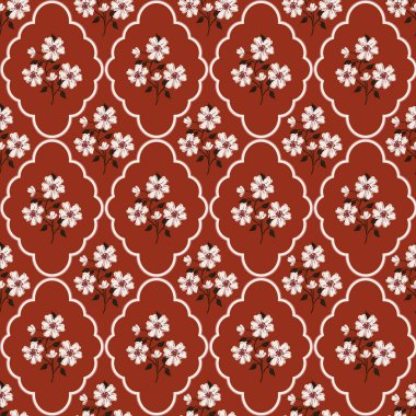 Kırsal romantik çayır güz çiçekleri ve deniz tarağı eşkenarı vektörsüz desen. Cottagecore Garden Çiçekleri baskısı. Cottagecore Garden Çiçekleri baskısı. Çiftlik evi geçmişi arka planı