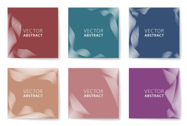 Kare Arkaplan seti. Doğrusal Dalgalar. Vektör Tek Renkli Çizim.