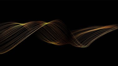 Soyut Vektör Arkaplanı. Siyah Arkaplanda Altın Dalgalı Şekiller. 
