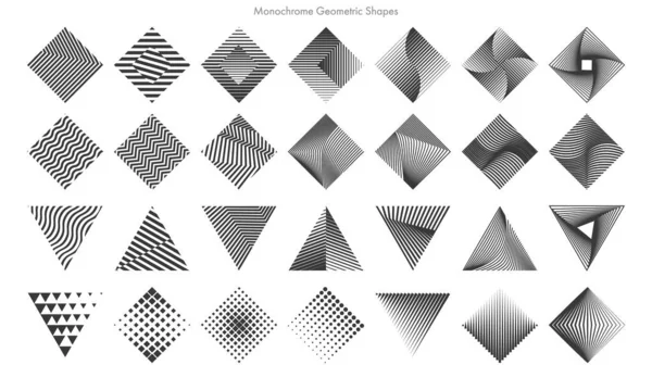 Monokrom Geometrik Şekiller kümesi. Vektör Soyut İllüstrasyon.