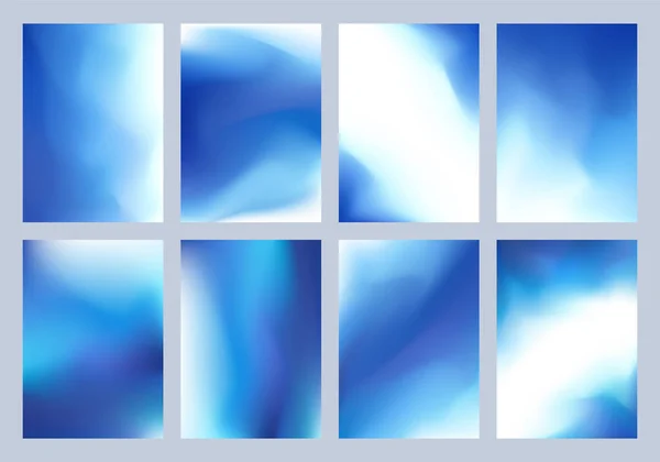 Conjunto Diseños Cubierta Malla Degradada Tonos Azules Ilustración Abstracta Vectores Vector de stock