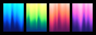 Renkli Dalgalı Gradyan Ağ Kapağı Tasarımları. Şeffaflık Olmayan Soyut Vektör İllüstrasyonu.