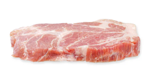 Carne Cerdo Cruda Rodajas Aislada Sobre Fondo Blanco Camino Recorte —  Fotos de Stock