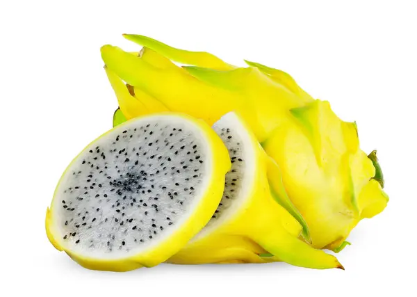 Żółty Smoczy Owoc Izolowany Białym Tle Ścieżka Wycinania Smoczych Owoców Obrazek Stockowy