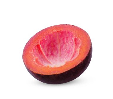 Mangosteen kabuğu beyaz arkaplanda izole edilmiş. Mangosteen kırpma yolu