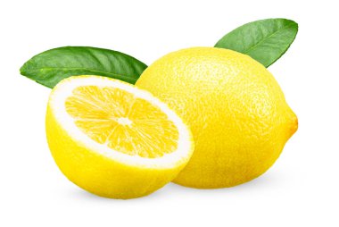 Beyaz arka planda limon meyvesi izole. limon kırpma yolu