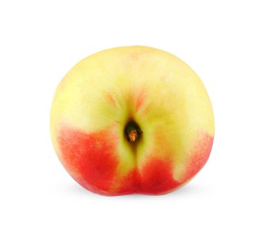 Nektarin meyvesi beyaz arka planda izole edilmiş. Nektarin kırpma yolu