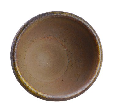 Terracotta havan topu beyaz arka planda izole edilmiş. Havan kesme yolu                               