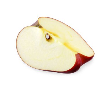 Dilimlenmiş kırmızı elma meyvesi beyaz arka planda izole edilmiş. elma kırpma yolu                                                              