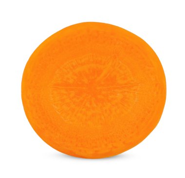 Beyaz arka planda yarı havuç sebzesi. Havuç kesme yolu