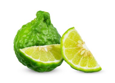 Beyaz arka planda izole edilmiş Bergamot meyvesi. bergamot kırpma yolu
