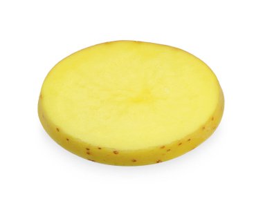Beyaz arka planda izole edilmiş Patates dilimi. patates kırpma yolu